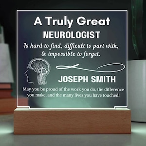 Personalized Neurologist Sign – Custom Gift for Brain Doctor, Neuroscience Graduate, Neurology Gifts Recognition LED Acrylic Sign