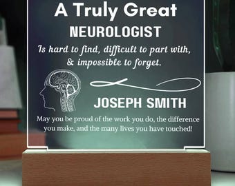 Letrero de neurólogo personalizado: regalo personalizado para neurocirujanos, graduados en neurociencia, regalos de neurología. Letrero acrílico LED de reconocimiento.