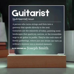 Guitarist Gift Personalized LED Acrylic Plaque, Gift for Guitar Player, Guitar Teachers, Guitar Gift for Him, Guitarist Birthday & Christmas
