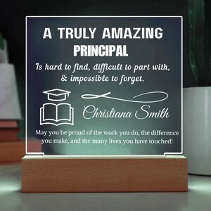 Personalized Principal Appreciation Plaque: Acrylic LED Light, Thank You Gift