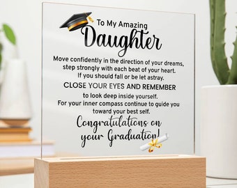 Placa de graduación personalizada / Clase de 2024 Regalo de graduación universitaria / Regalo de graduación personalizado para hija / Recuerdo de graduación de la escuela secundaria