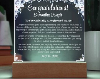 Registered Nurse Graduation Gift Personalized Acrylic Plaque, New RN Gift, New Nurse Gift, Nursing School Graduation Gift, Nurse Grad Gift