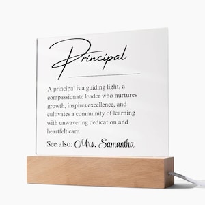 Personalized Principal Definition Acrylic LED Plaque, School Principal Gift, Retirement Gift for Principal, Headteacher Gift from students