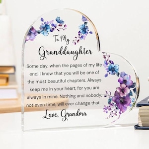 My heart walks with you to my granddaughter heart acrylic plaque gift from grandma, Christmas gift for granddaughter,Birthday gift from nana