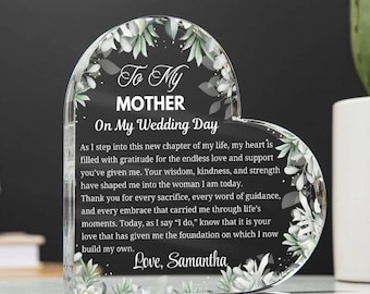 Placa acrílica personalizada para mi mamá en el día de mi boda, regalo de la novia a la mamá, regalo de bodas para la madre de la hija, regalo de bodas para los padres