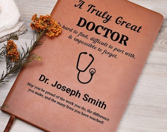 Personalisiertes Doktorgeschenk Vegan Lederbuch -, Wertschätzungsgeschenk, Abschluss des Medizinstudierenden, Ruhestand, Geburtstags- und Weihnachtsgeschenk
