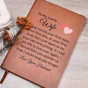 Personalized Wife Journal, Gift for Wife, Anniversary Gift from husband, Wife Birthday Gift, 1st Anniversary, Wedding, Valentine’s Day Gifts