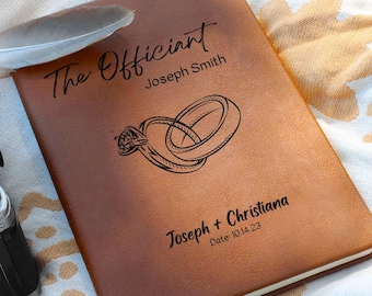 The Officiant Personalized Book, Weeding officiant Custom Leather Journal, Pastor Gift weeding Day, Reverend Gift, Weeding Ceremony Gifts