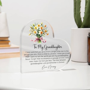 To my Granddaughter Heart Acrylic Plaque gift from Grandma, Granddaughter Birthday Gift ideas, Gift for Granddaughter from Granny