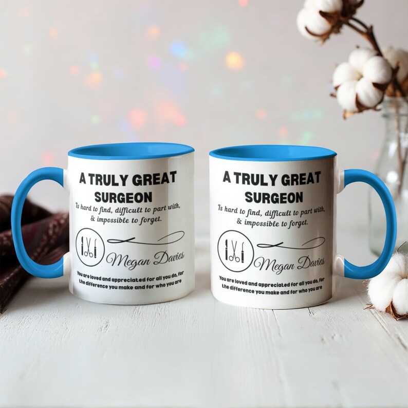 Surgeon Personalized Color Accent Mug, Gift for Surgeon, New Surgeon, Heart, Hand, Oral, Orthopedic, Stomach & Plastic Surgeon Gift image 5