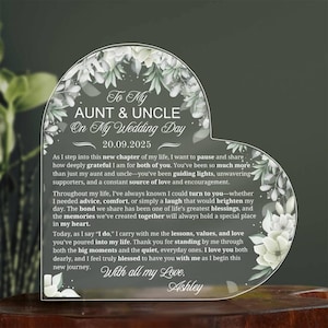 To My Aunt and Uncle on My Wedding Day Personalized Acrylic Plaque, Gift from Niece, Aunt Uncle Wedding Gift, Family Gift from Bride