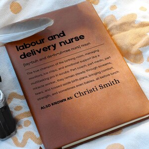 Labor and Delivery Nurse Gift Personalized Definition Leather Journal, Gift for L&D Nurse, Labor Nurse Christmas Gifts, Midwife Appreciation