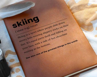 Skidåkningsdefinition Personlig anteckningsbok, present till skidåkare, skidälskare, skidentusiast-anteckningsbok, roliga skidgåvor, skidgåva för män