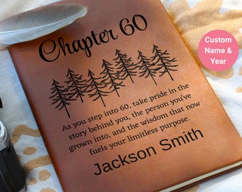 60th Birthday Gift Personalized Leather Journal, Turning Sixty Gift, 60th Birthday Man, Employee 60th Birthday, Chapter 60 Friend Birthday