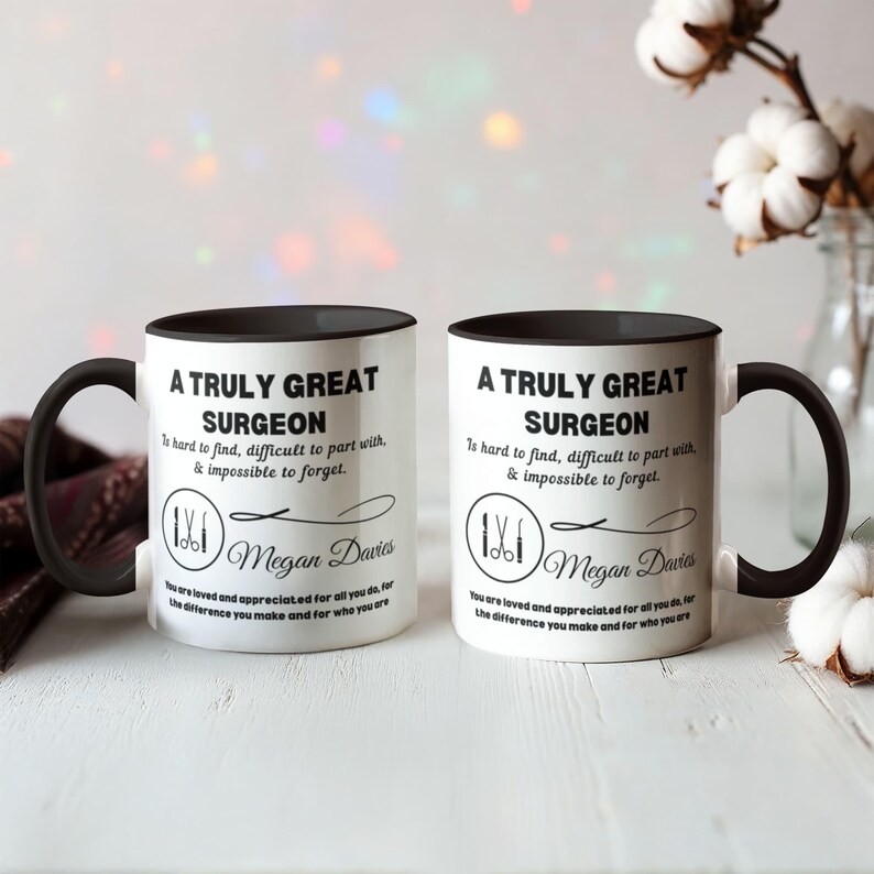 Surgeon Personalized Color Accent Mug, Gift for Surgeon, New Surgeon, Heart, Hand, Oral, Orthopedic, Stomach & Plastic Surgeon Gift image 8