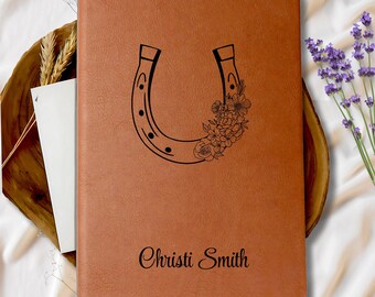 Horse Lover Gift Personalized Leather Journal, Gift for Equestrian, Horse Owner Christmas Gifts, Horse Girl Gifts, Custom Horse Trainer Gift