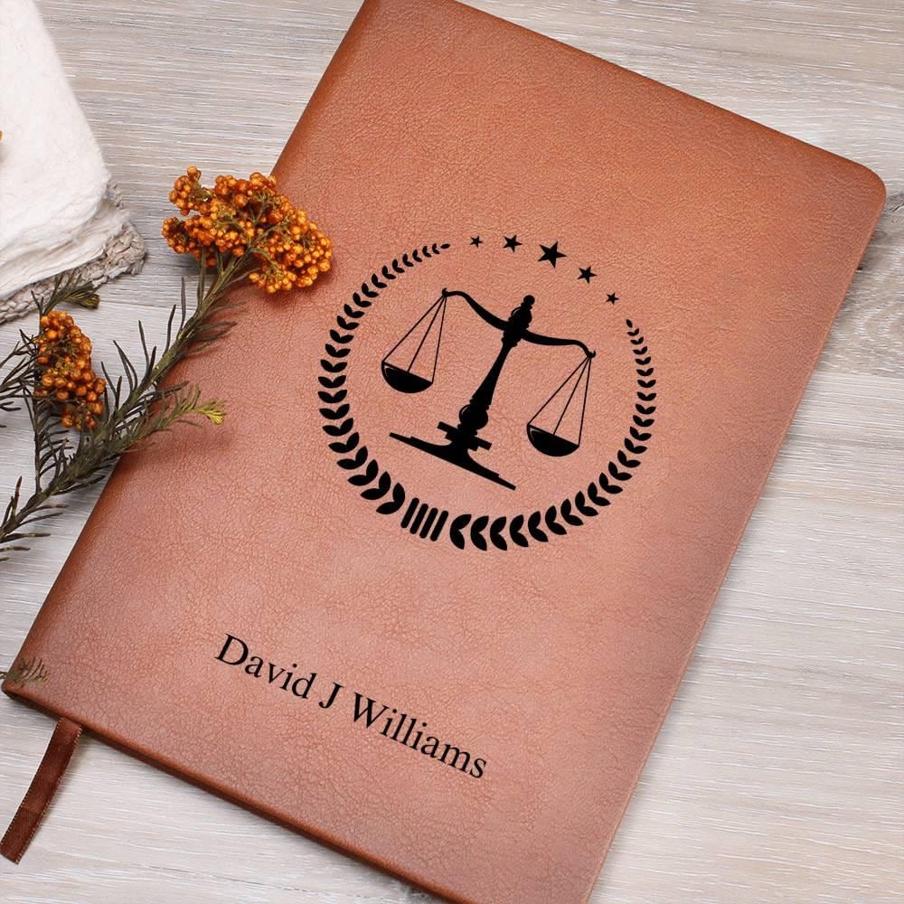 Lawyer Personalized Vegan Leather Journal, Law Graduate Gift, New Lawyer Gift, Scale of Justice, Law Student Journal, Lawyer Birthday Gifts