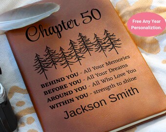50. Geburtstagsgeschenk Personalisiertes Leder Journal, 50. Geburtstag Papa, fünfzig Andenken drehen, Freund fünfzig Meilenstein Geburtstag, Mann 50 Geburtstag