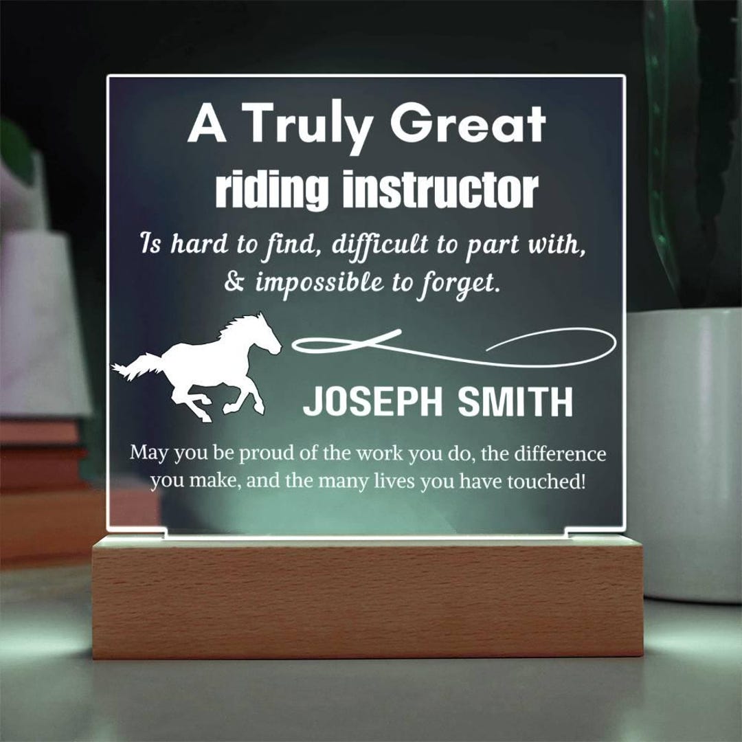 Instructor Gift Personalized Riding Instructor Gift LED Acrylic Sign – Horse Trainer ...