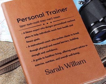 Personal trainer Definition leather journal, Gym Trainer Gift, Fitness Coach Appreciation|Christmas Gift for trainer|Fitness Instructor gift