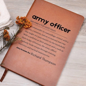Army Officer Definition Personalized Leather Journal, Army Gifts, Military gift, deployment gift, army notebook, Veteran gifts, Army husband