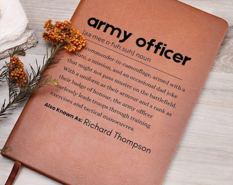 Army Officer Definition Personalized Leather Journal, Army Gifts, Military gift, deployment gift, army notebook, Veteran gifts, Army husband