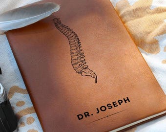 Chiropractor Personalized Vegan Leather Journal, Chiropractic Gifts for Chiropractor, Chiropractor Grad, Osteopathy, Chiropractor Team Gift