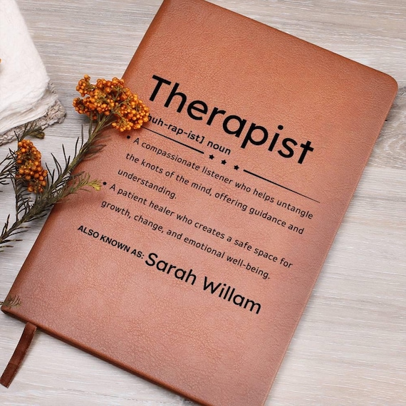 Personalized Therapist Definition Leather Journal, Gift for New Therapist, Therapist Journal, Counselor Gifts, Thank you Therapist Christmas