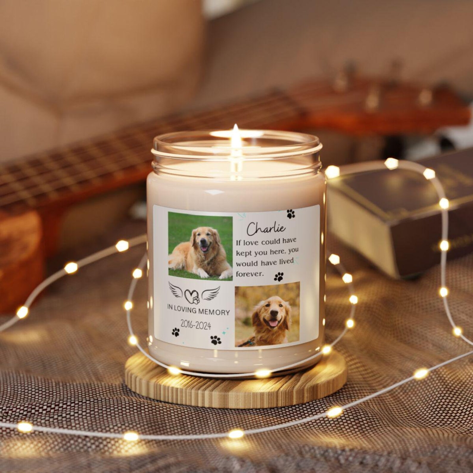 Custom Loss of Pet Memorial Soy Candle, Loss of Dog Remembrance Gift ...