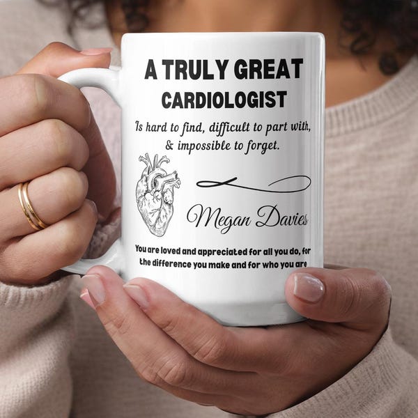Cardiologist Personalized Color Accent Mug, Cardiology Gifts, Graduation, Appreciation, or Thank You Gift
