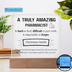 Pharmacist Appreciation Personalized Acrylic Plaque, Gift for Pharmacist, Pharmacy Gifts, Pharmacist Birthday, Pharmacist Christmas Gifts