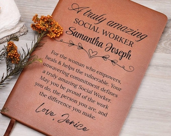Personalisierte Sozialarbeiter Geschenk Vegan Leder Journal, Schulsozialarbeiter Geschenk, Sozialarbeit Monat Geschenk, Wertschätzung Geschenk