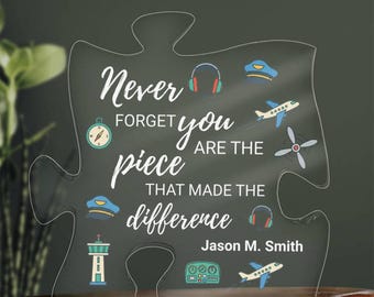 Pilot Gift Personalized Acrylic Puzzle, Pilot Retirement Gift, Flight School Graduation, Gift for Pilot Birthday, Aviation Gifts for Him