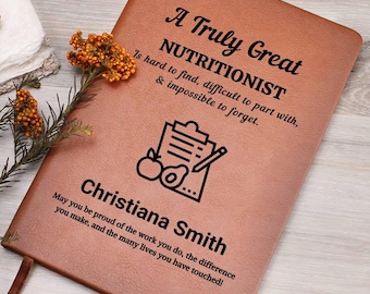 Nutritionist Gift Personalized Vegan Leather Journal, Registered Dietitian, Funny Nutritionist, Nutritionist  Birthday & Thank You