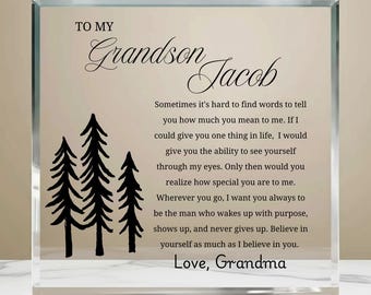 Grandson Gift Personalized Acrylic Plaque, Gifts from Grandma, Christmas Gift for Grandson, Gift From Grandmother, Grandson Graduation Gift
