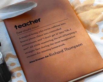 Lehrer-Definitionsbuch, Geschenk für Lehrer, personalisiertes Notizbuch für die Wertschätzung des Lehrers, Geschenke zum Jahresende, Weihnachtsgeschenke, Schulanfang