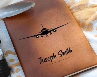 Aviation Journal Personalized Gift for Pilot, Flight School Graduation Gift, Aviation Logbook, Airplane Pilot Gift, Pilot Gifts for men