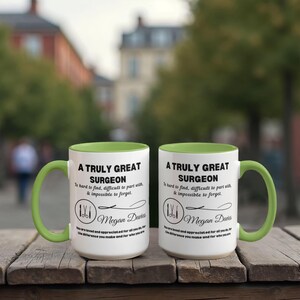 Surgeon Personalized Color Accent Mug, Gift for Surgeon, New Surgeon, Heart, Hand, Oral, Orthopedic, Stomach & Plastic Surgeon Gift image 6