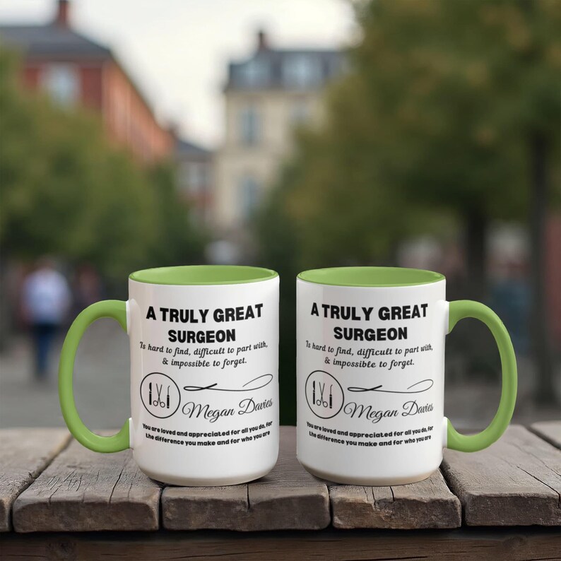 Surgeon Personalized Color Accent Mug, Gift for Surgeon, New Surgeon, Heart, Hand, Oral, Orthopedic, Stomach & Plastic Surgeon Gift image 6