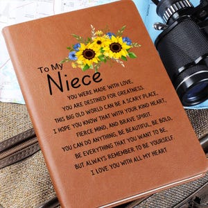 Niece Sunflower Name Journal, Niece Gift from Aunt, Personalized Gift for Niece Graduation, Niece Christmas Gift, Custom Niece Birthday Gift