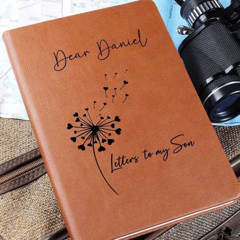 Letters to My Son Personalized Leather Journal, Keepsake Gift for Son, Father Son Gift, Mother Son Gift, Son memorial Journal image 2