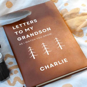 Letters to My Grandson Personalized Leather Journal, Gift for New Grandma, Grandson Gifts, Grandma Journal Keepsake, Grandson legacy Journal