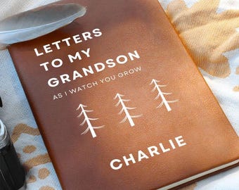 Letters to My Grandson Personalized Leather Journal, Gift for New Grandma, Grandson Gifts, Grandma Journal Keepsake, Grandson legacy Journal