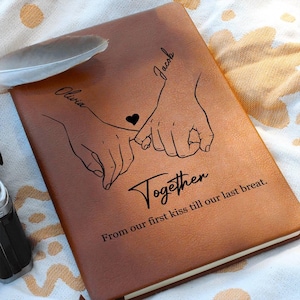 Personalized Couple Leather Journal, Custom Anniversary Gift, Valentine&#39;s Day Gift for Boyfriend, Girlfriend Gift, Wife Gifts, Husband Gifts
