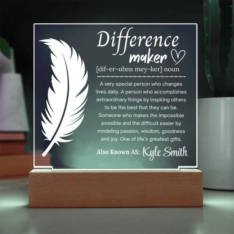 Verschilmaker gepersonaliseerde acrylplaat, waardering mentor, geschenken werknemer, teamleider bedankje, geschenken personeel, cadeau voor coach afbeelding 2