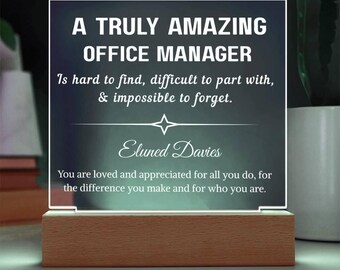 Personalized Office Manager Gift Acrylic Sign, Manager Appreciation Gift, Corporate Gifts