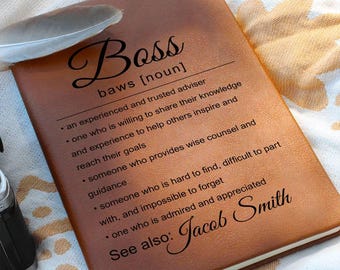 Personalized Gift for Boss Vegan Leather Journal, Boss Day Gift, Female Boss Gift, Boss Appreciation, Corporate Gift, Boss Christmas Gift