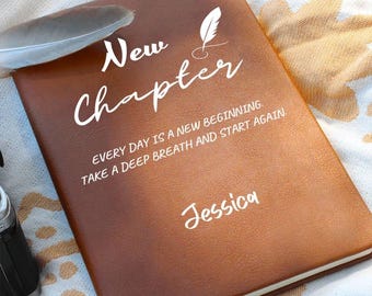 New Chapter Personalized Leather Journal, Retirement Journal, New beginning Journal, Graduation Gift|Coworker Farewell, Colleague Going Away