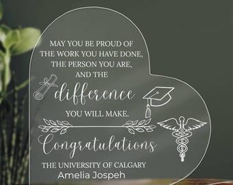 Pflege-Abschluss-Geschenk personalisierte Acrylplakette, medizinisches Abschlussgeschenk, Pflege-Graduierten-Geschenk, BSN-Graduierung, Rn-Graduierung, Doktorgrad