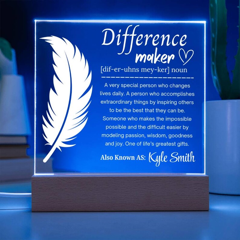 Verschilmaker gepersonaliseerde acrylplaat, waardering mentor, geschenken werknemer, teamleider bedankje, geschenken personeel, cadeau voor coach afbeelding 3